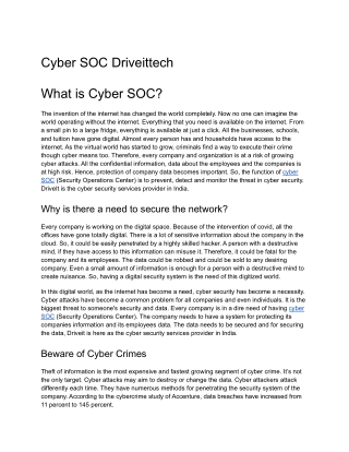 Cyber SOC Driveittech