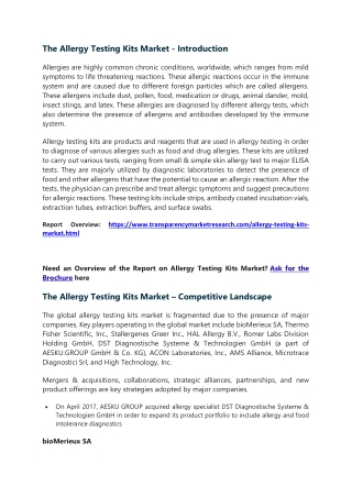 The Allergy Testing Kits Market
