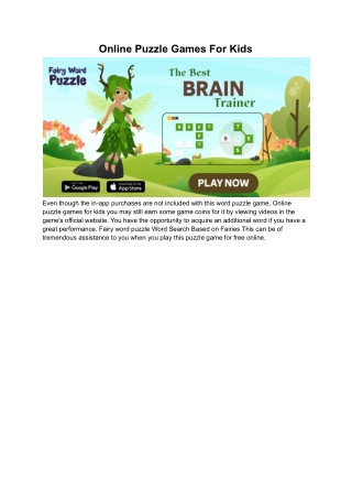 Online Puzzle Games For Kids