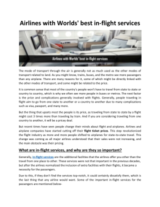 Airlines with worlds best in flight services