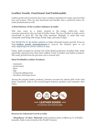 Leather Goods manufacturers-Industry experts