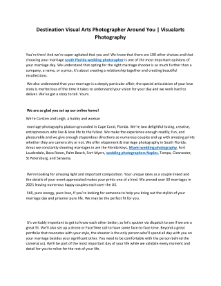 Destination Visual Arts Photographer Around You