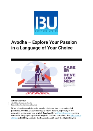 Avodha – Explore Your Passion in a Language of Your Choice