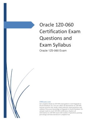 [2022] Oracle 1Z0-060 Certification Exam Questions and Exam Syllabus PDF