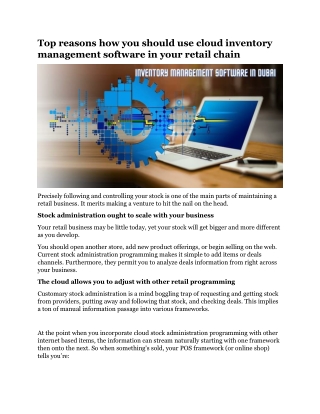 Top reasons how you should use cloud inventory management software in your retail chain