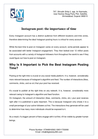 Instagram post  the importance of time