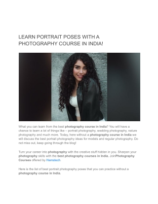 LEARN PORTRAIT POSES WITH A PHOTOGRAPHY COURSE IN INDIA
