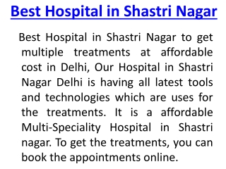 Best Hospital in Shastri Nagar To Consult Experienced Doctors