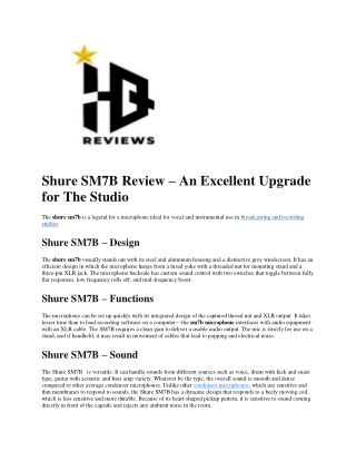 Shure SM7B Review – An Excellent Upgrade for The Studio