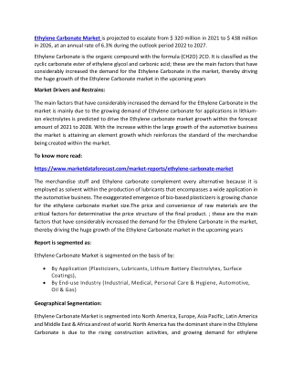 Ethylene Carbonate market