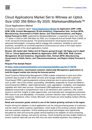 Cloud Applications Market Surge Valuation Of USD 356 billion By 2025: MnM