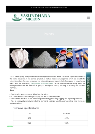 Talc powder for Paint grade