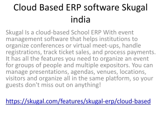 Cloud Based ERP software Skugal india