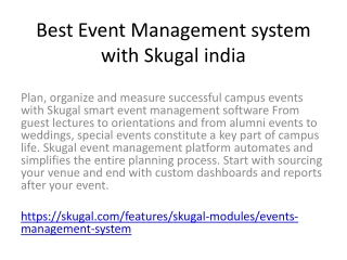 Best Event Management system with Skugal india