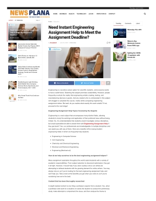 Need Instant Engineering Assignment Help to Meet the Assignment Deadline