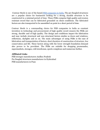PEB COMPANIES IN INDIA