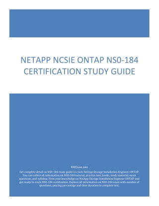 NetApp NCSIE ONTAP NS0-184 Certification Study Guide PDF