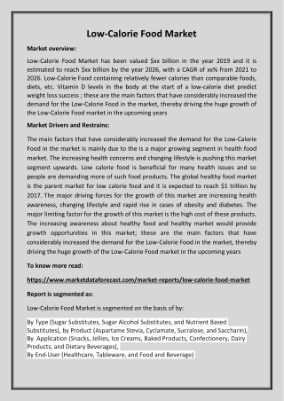 Low-Calorie Food Market pdf
