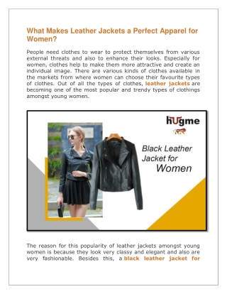 What Makes Leather Jackets a Perfect Apparel for Women