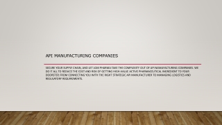 API Manufacturing Companies PPT