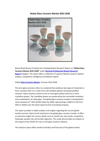 Global Glass Ceramics Market 2022-2028