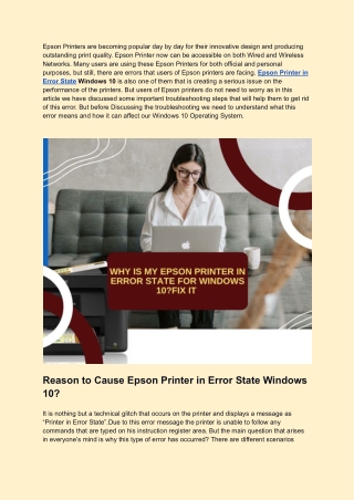 Why is my Epson Printer in Error State for Windows 10_Fix It