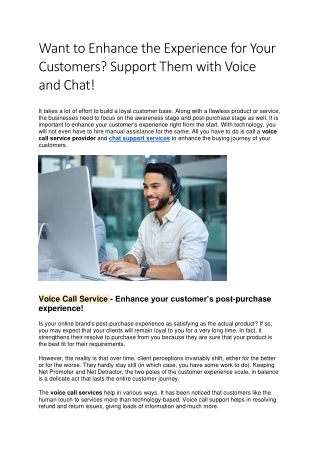 Want to Enhance the Experience for Your Customers? Support Them with Voice and C