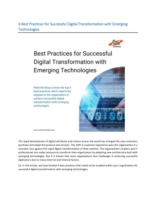 4 Best Practices for Successful Digital Transformation with Emerging Technologies