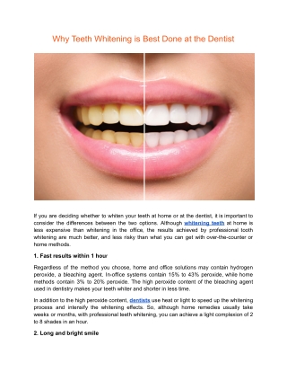 Why Teeth Whitening is Best Done at the Dentist