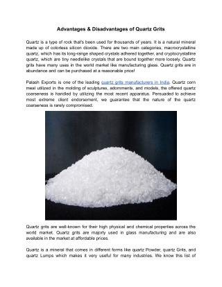 Advantages & Disadvantages of Quartz Grits