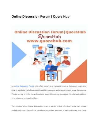 Best Online Discussion Forum  --Quorahub