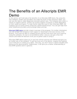 The Benefits of an Allscripts EMR Demo