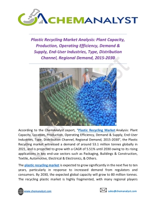 Plastic Recycling Market Size, Share, Growth and Forecast, 2030 | ChemAnalyst