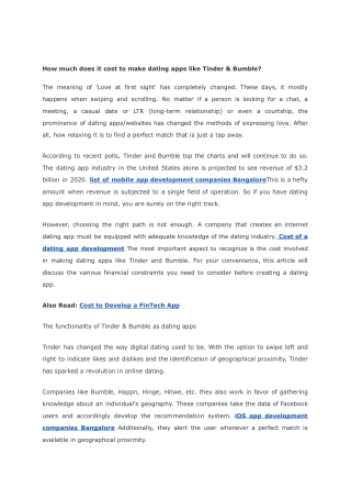How much does it cost to make dating apps like Tinder & Bumble - Google Docs