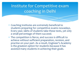 Institute for Competitive exam coaching in Delhi