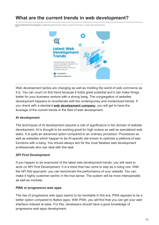 What are the current trends in web development ?