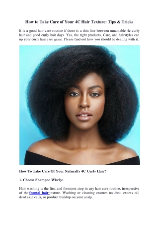 How to Take Care of Your 4C Hair Texture