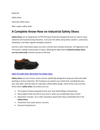 A Complete Know-How on Industrial Safety Shoes