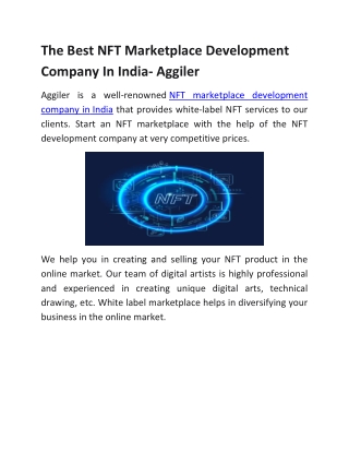 The Best NFT Marketplace Development Company In India