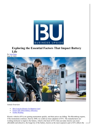 Exploring the Essential Factors That Impact Battery Life