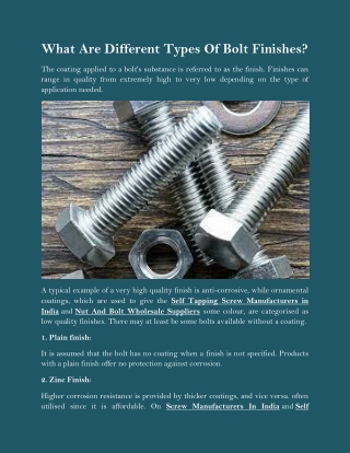 What Are Different Types Of Bolt Finishes