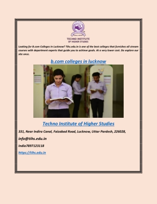 B.com Colleges In Lucknow  Tihs.edu.in