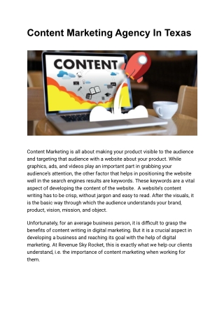 Content Marketing Agency In Texas