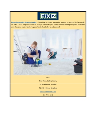 House Renovation Services London | Fixiz.co.uk