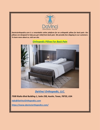 Orthopedic Pillow For Back Pain  Davinciorthopedics.com