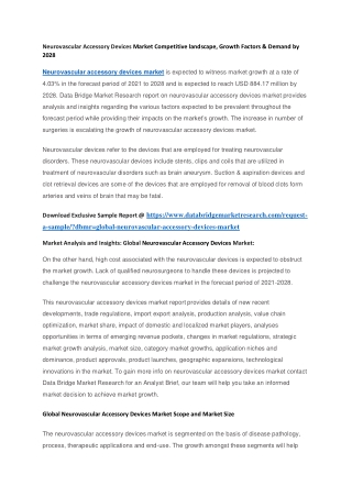Neurovascular Accessory Devices Market Competitive landscape, Growth Factors & Demand by 2028