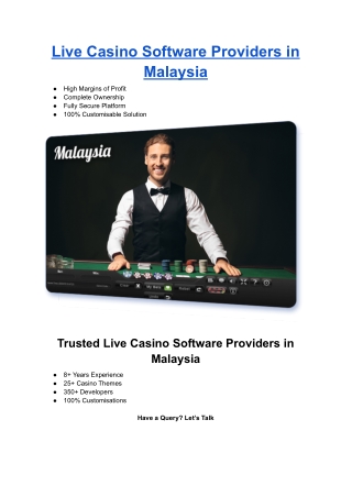 Live Casino Software Providers in Malaysia