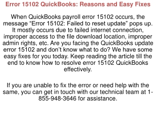 Error 15102 QuickBooks: Reasons and Easy Fixes