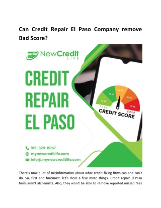 Can Credit Repair El Paso Company remove Bad Score