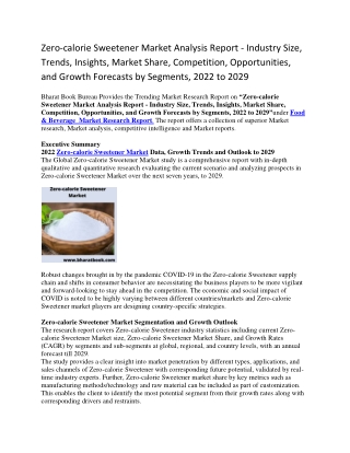 Zero-calorie Sweetener Market Analysis Report - Industry Size, Trends, Insights, Market Share, Competition, Opportunitie